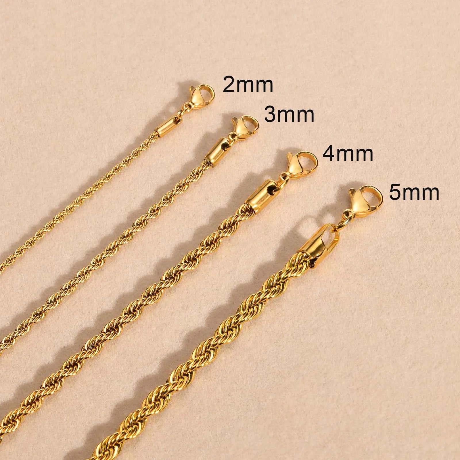 Vnox Dainty Gold Color Rope Chain Necklaces for Women Men,Chic Twisted Collar, Waterproof Stainless