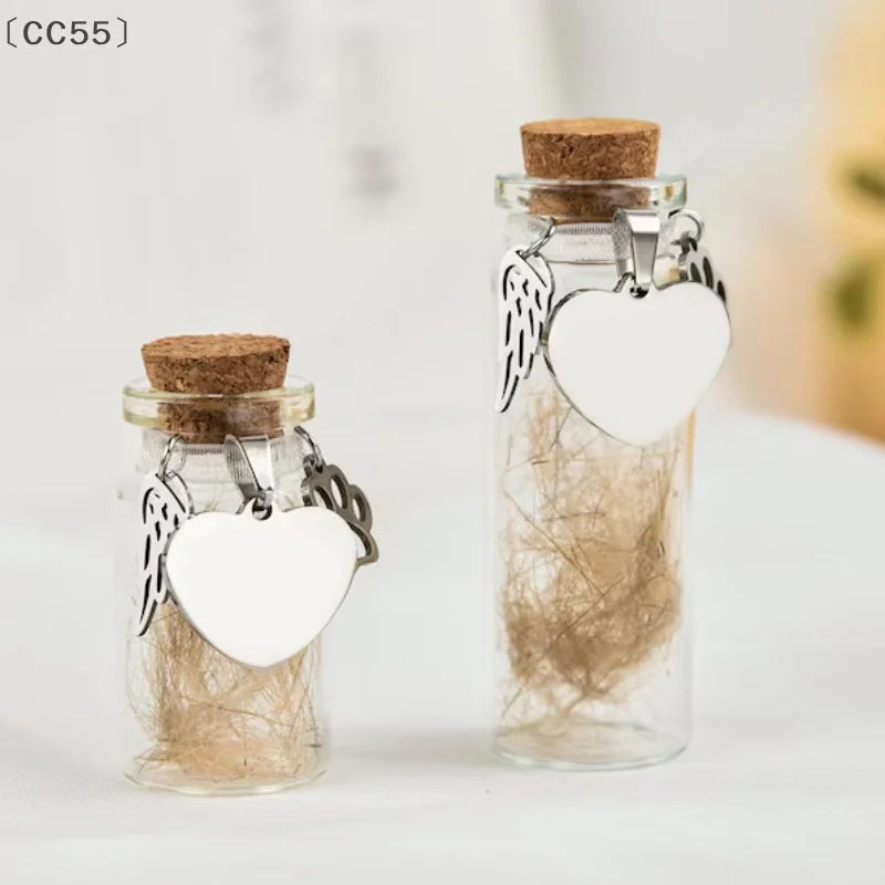 〔CC55〕Pet Memorial Bottle Pet Hair Dogs Cats Fur Keepsake Bottle Storage With 3 Silver close-up view