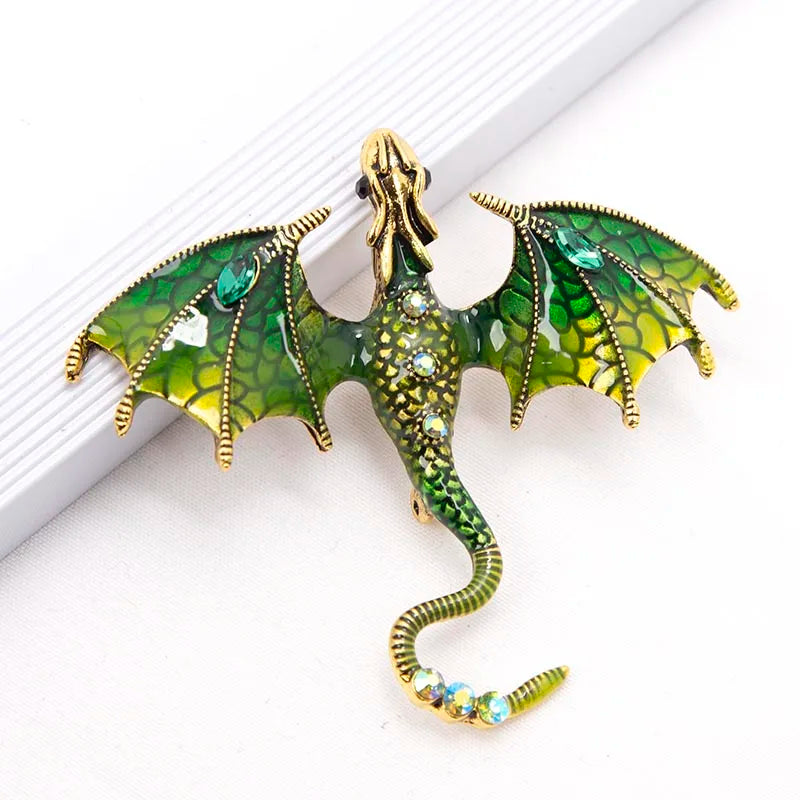 Colorful Hand Drawn Dragon Brooch Lapel Pin