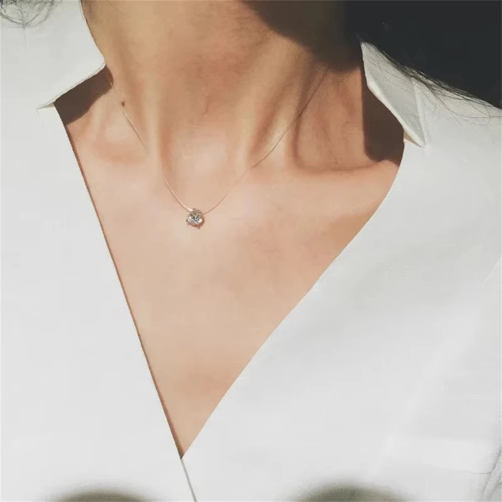 1ct Moissanite Diamond S925 Sterling Silver Invisible Transparent Fishing Line Clav additional angle