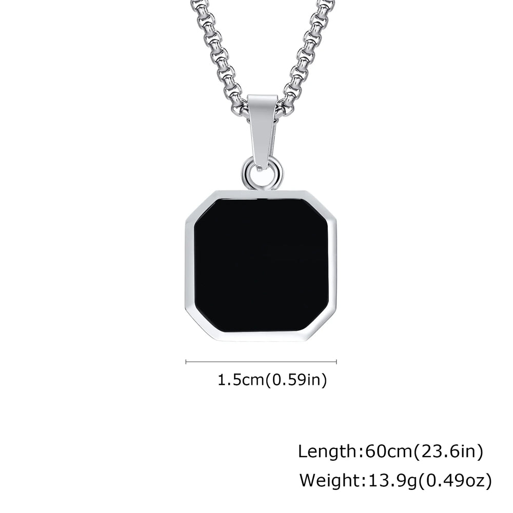 Men's Silver Color Geometric Pendant Necklace, Non Fading Stainless Steel Compass Nec lifestyle view
