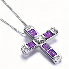 Huitan Modern Cross Pendant Necklace for Women Fashion Stylish Gorgeous Neck Accessories Temperament