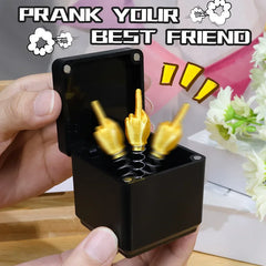 3D Middle Finger in a Box | Funny Novelty Gift for Office Desk Prank close-up view