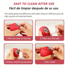 Self-Moving Automatic Cat Teaser Ball with Faux Tail Rechargeable Smart Sensor Cat Toy close-up view