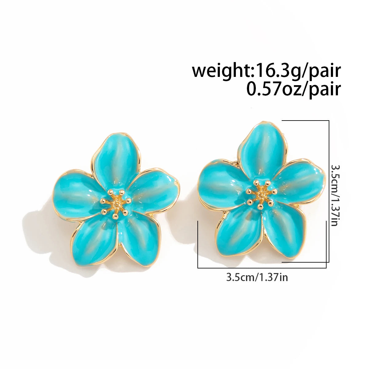 Drip Oil Flower Stud Earrings Women Vintage Colorful