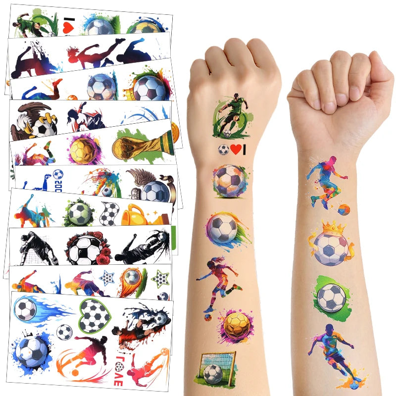10pcs Soccer Temporary Tattoo Stickers Kids Boys Birthday Party Favors Sport Football Party Decorati