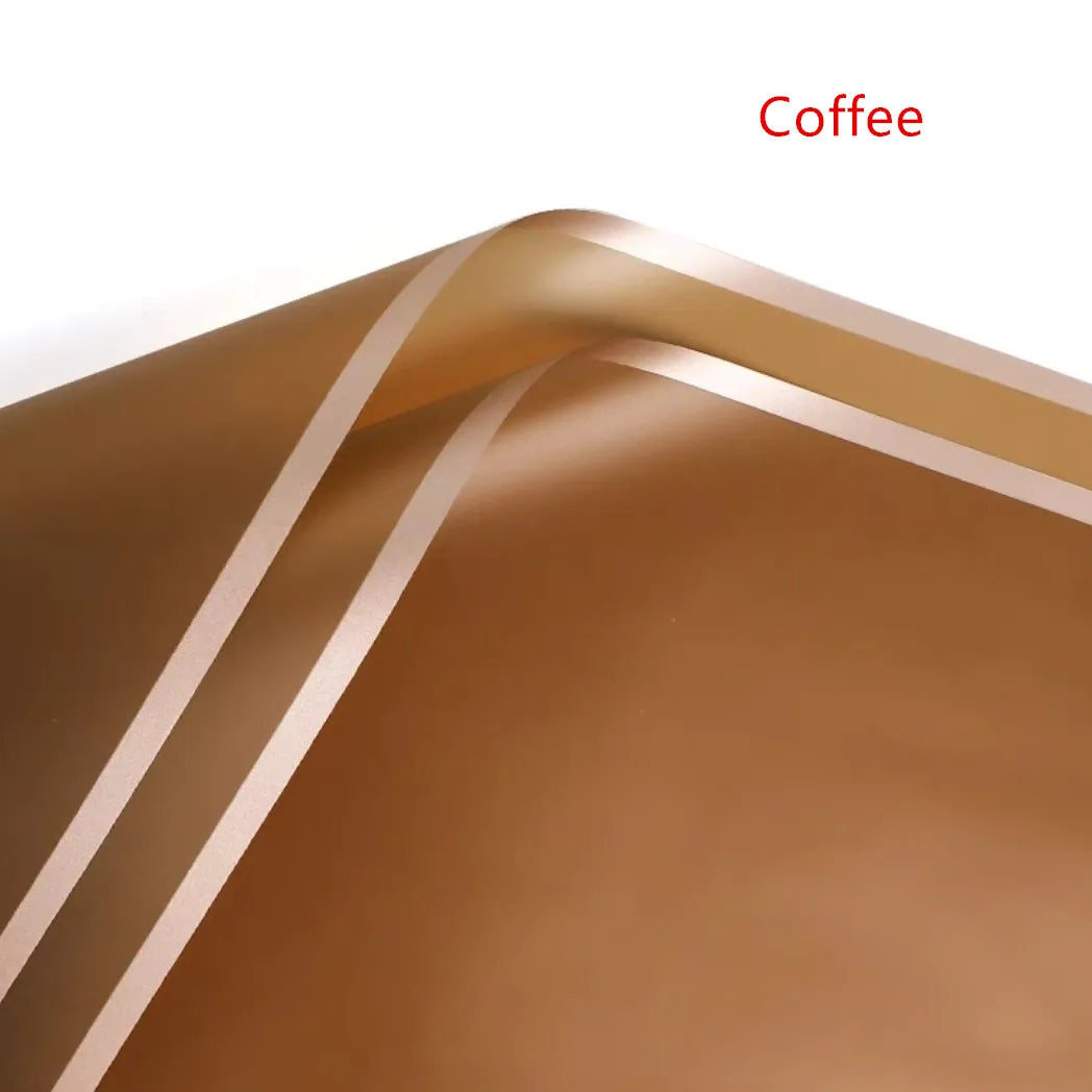 5pcs Flower Wrapping Paper with Golden Border | Korean Style Half Transparent Gift additional angle