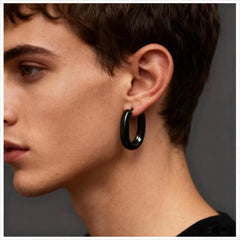 Unisex Stainless Steel Rectangular Hoop Earrings for Men Women Punk Rock Triangle Hug alternate view