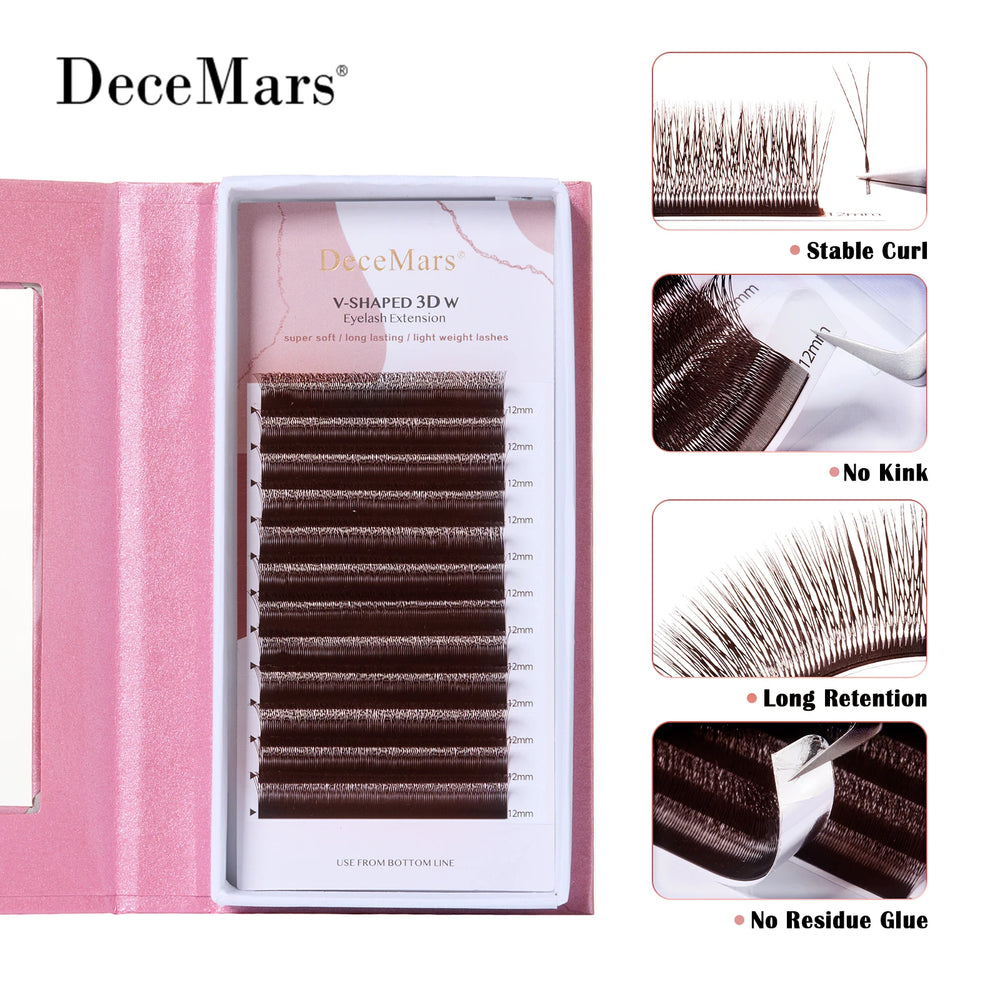 V-Shaped 3D Brown Eyelash Extensions | 12 Rows Professional Lash Tray alternate view