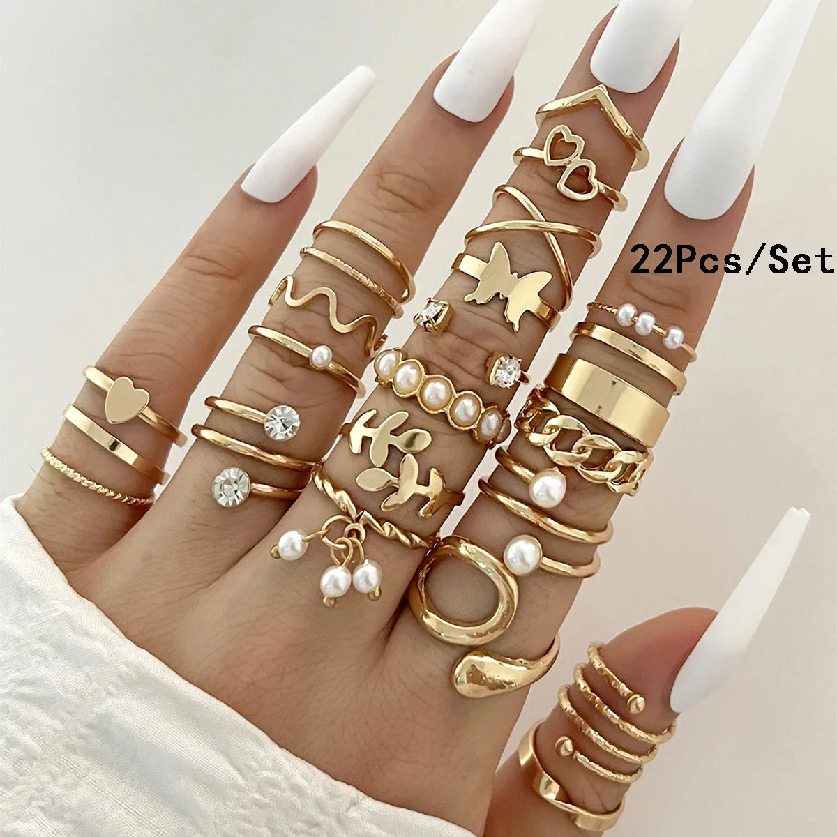 30Pcs Bohemian Geometric Knuckle Rings Set For Women Gold Silver Color Finger Ring Gir close-up view