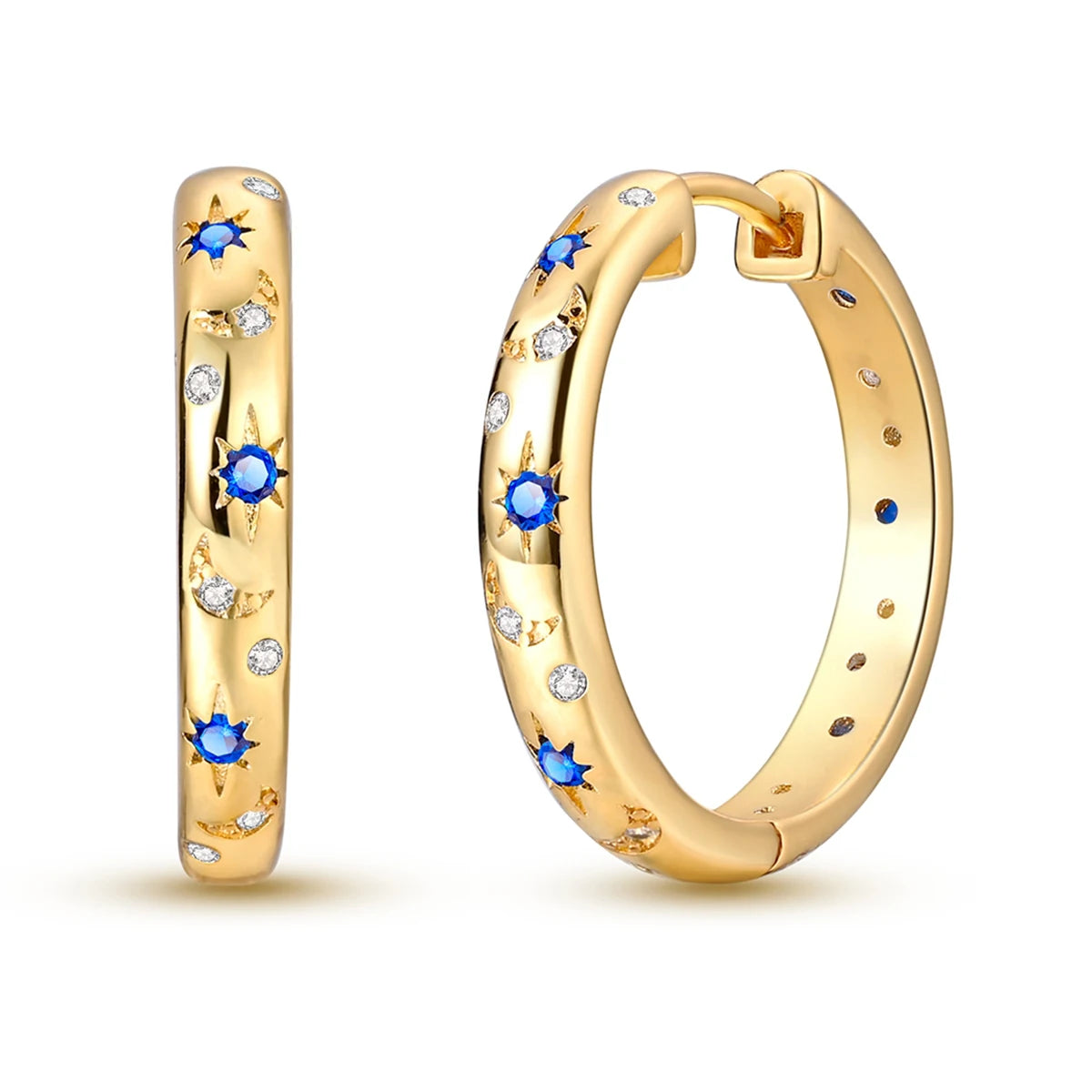 Original 925 Sterling Silver Women Hoop Earrings High Quality Shine Zircon U Shaped additional angle
