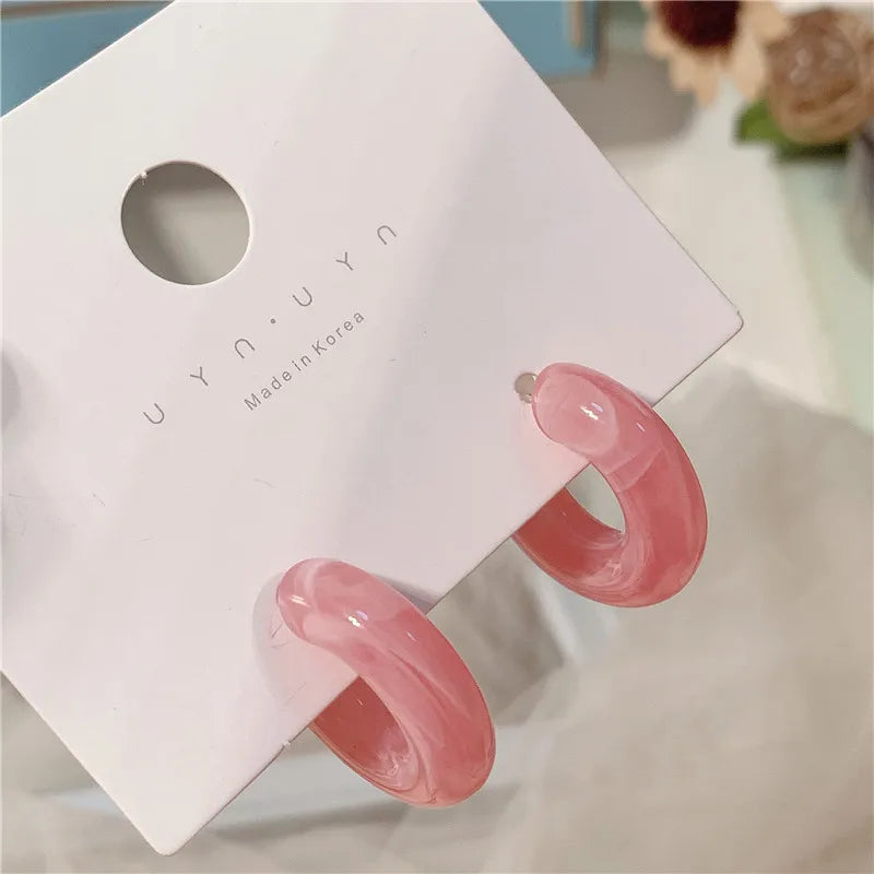 C-Shape Resin Hoop Earrings | Colorful Geometric Acrylic Jewelry for Women alternate view
