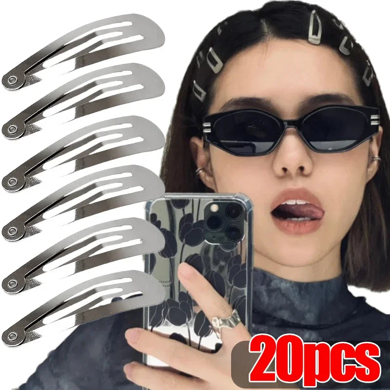 2/20pcs Silver Metal BB Hair Clips Girls Y2K Punk Drop Shaped Hairpins Hairclip Barrettes Cute Headd