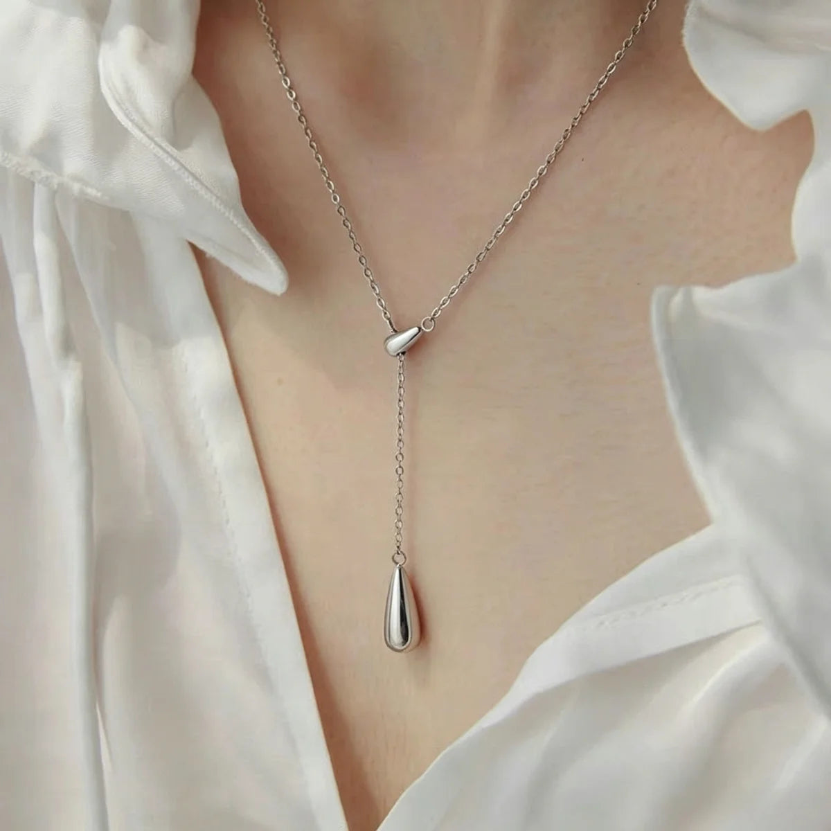 Teardrop Necklace Waterdrop Pendant | Minimalist Stainless Steel Jewelry for Women