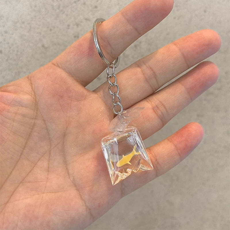 Creative Simulation Goldfish Keychain | Transparent Carp Pendant for Backpack lifestyle view
