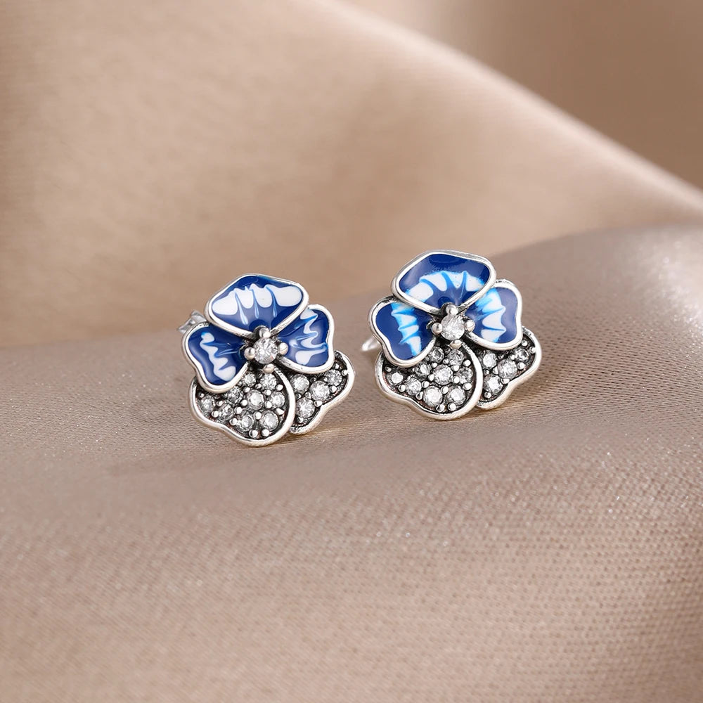 2026 New Fashion Hoop Earrings Set for Women | Ginkgo Leaf Enamel Flower Stud, Cute additional angle