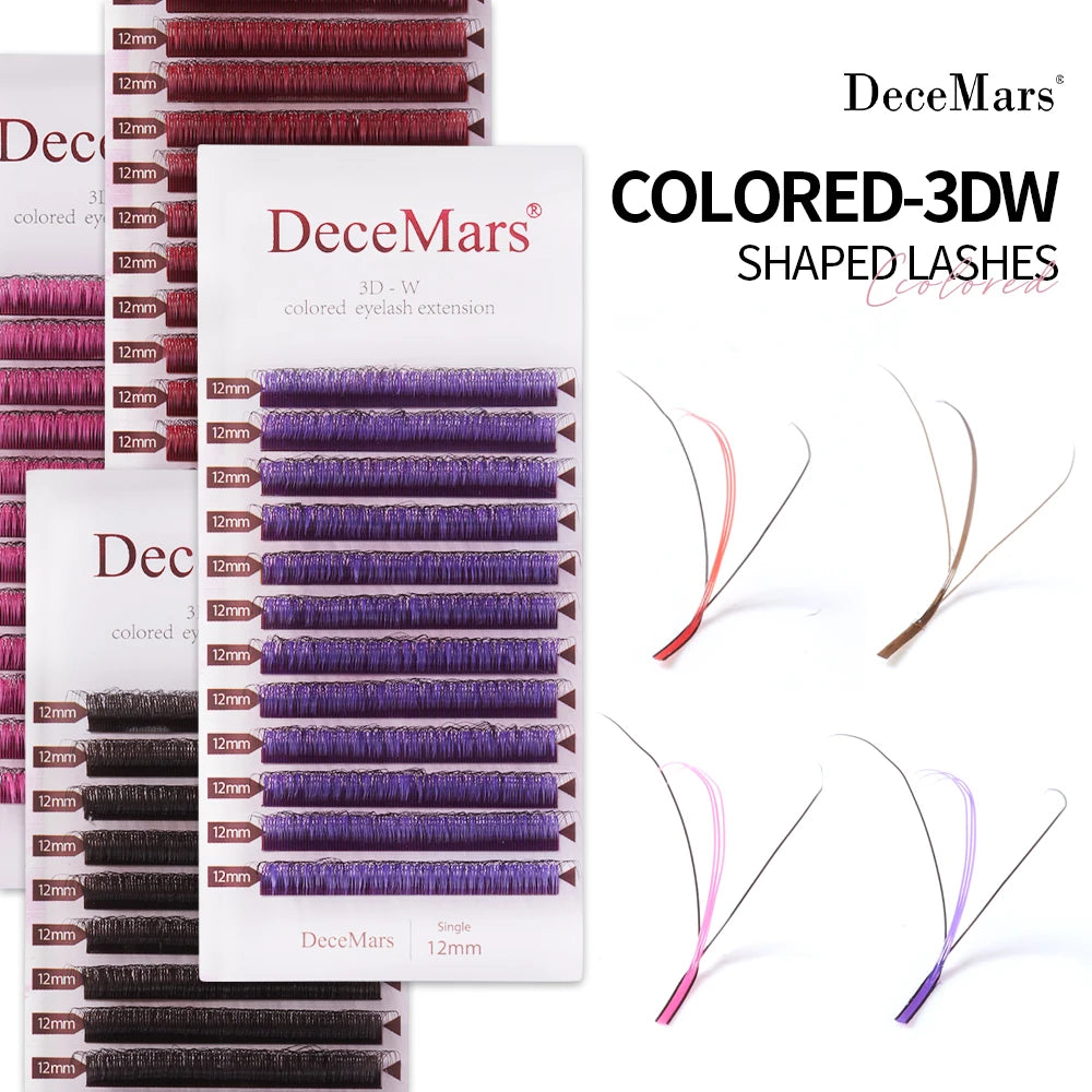 DeceMars 3D W-Shaped Colored Eyelashes | Salon-Grade Lash Extensions