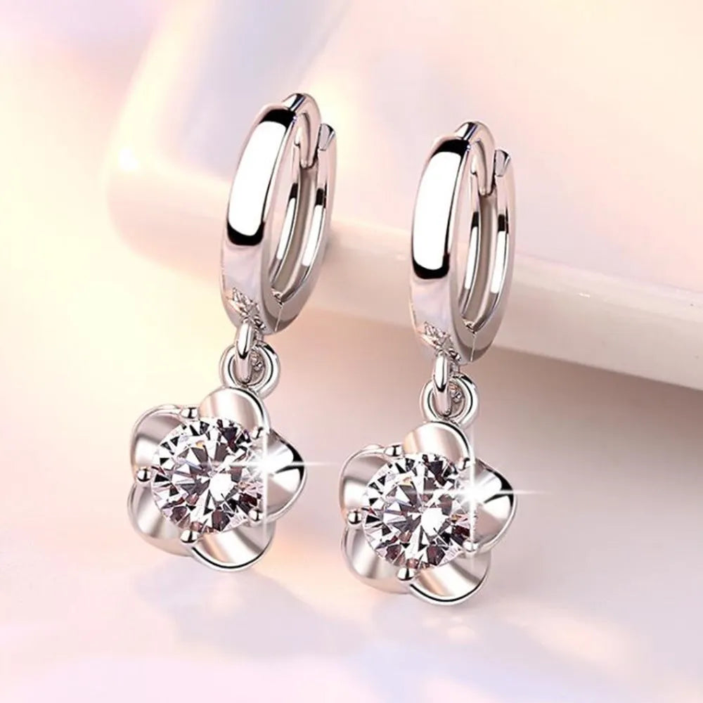 925 Sterling Silver Hoop Earrings with Purple and White Zircon | Fine Jewelry Gift alternate view