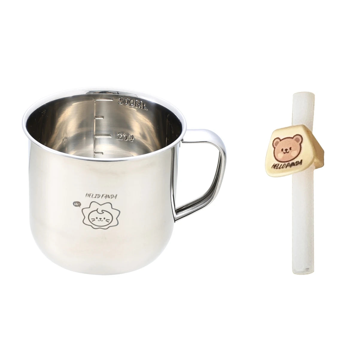 Stainless Steel Kids Water Cup with Handle | 300ml Anti-Scald Mini Mug detail view