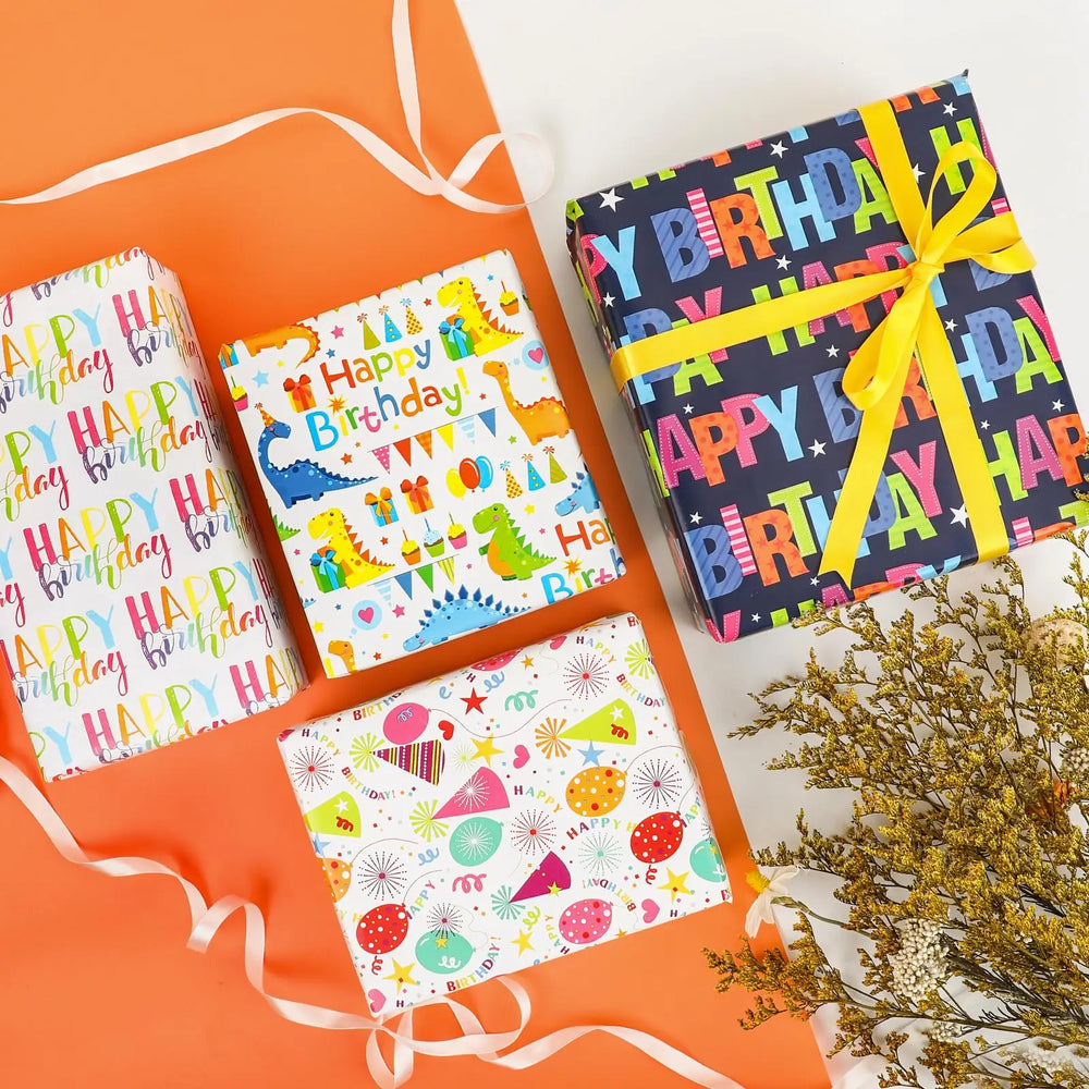 1 Roll 17 Inch X 32.8 Feet Birthday Wrapping Paper,Birthday Gift Wrapping Paper,Wra additional angle