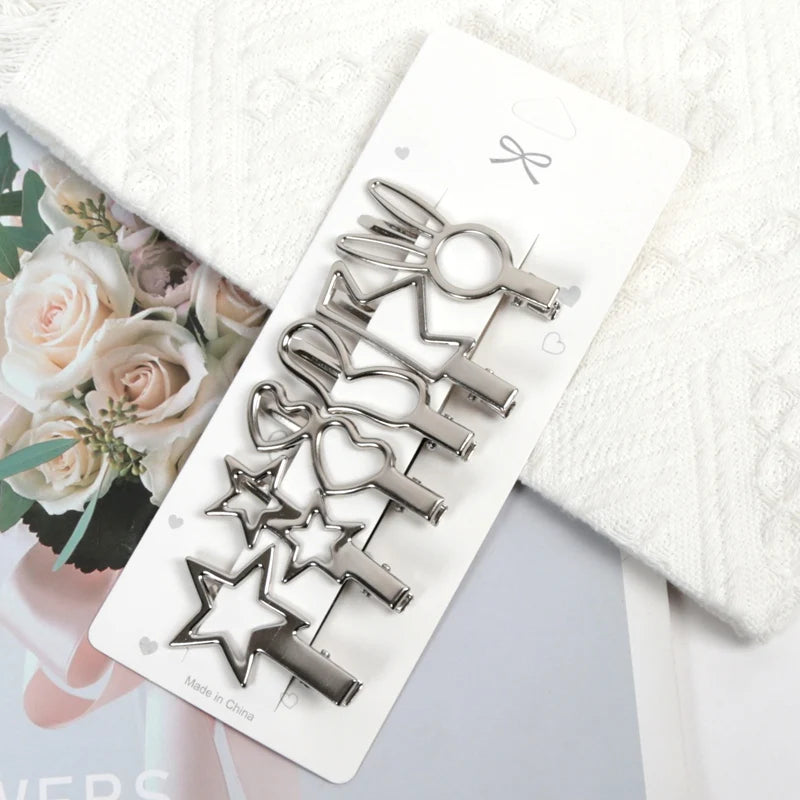 Y2K Duckbill Hairpin Sliver Metal Hair Clips Women Girls Personality Bangs Side Headwear Barrettes Hairclip Styling Accessories