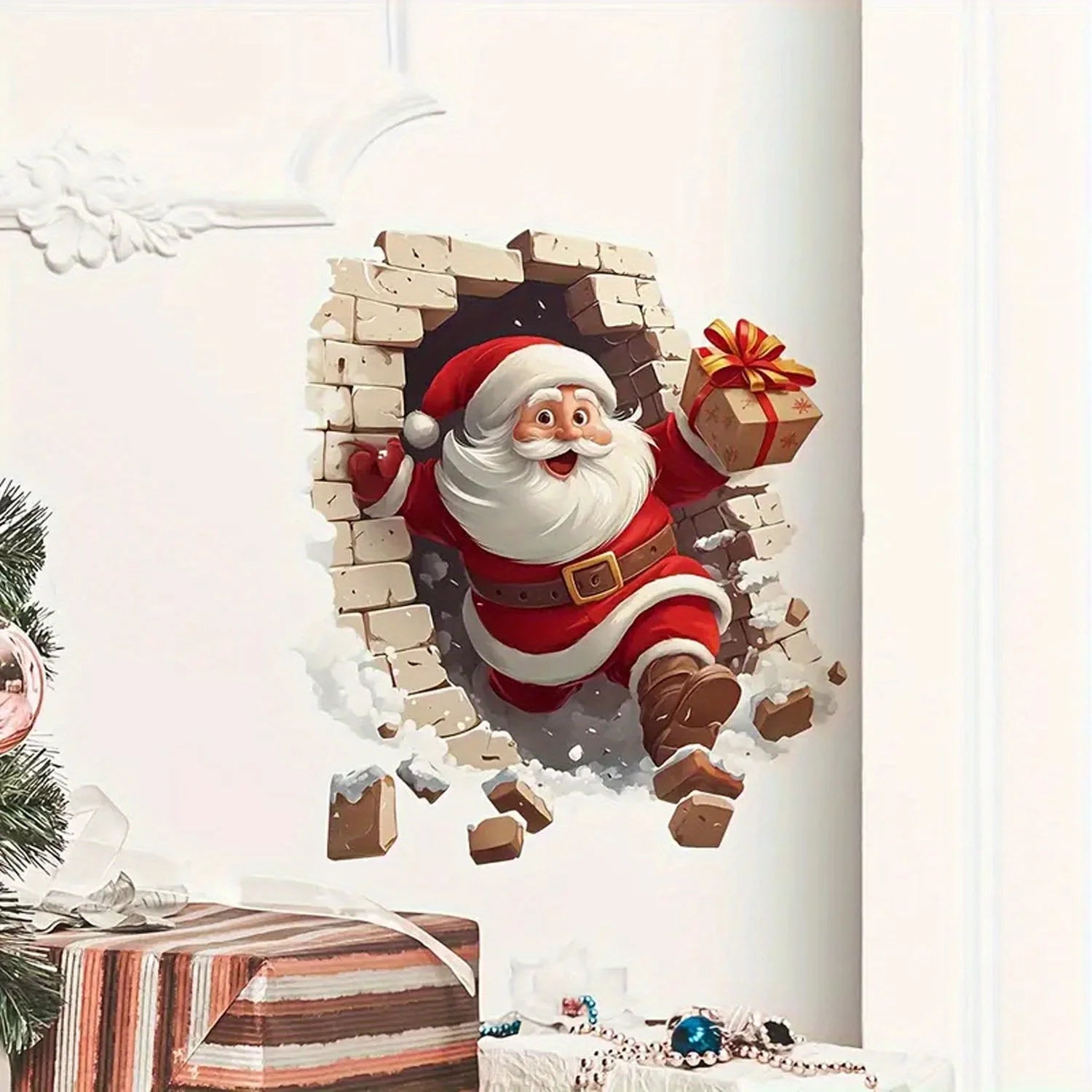 Santa Claus Wall Decal | Self-Adhesive Christmas Vinyl Sticker detail view