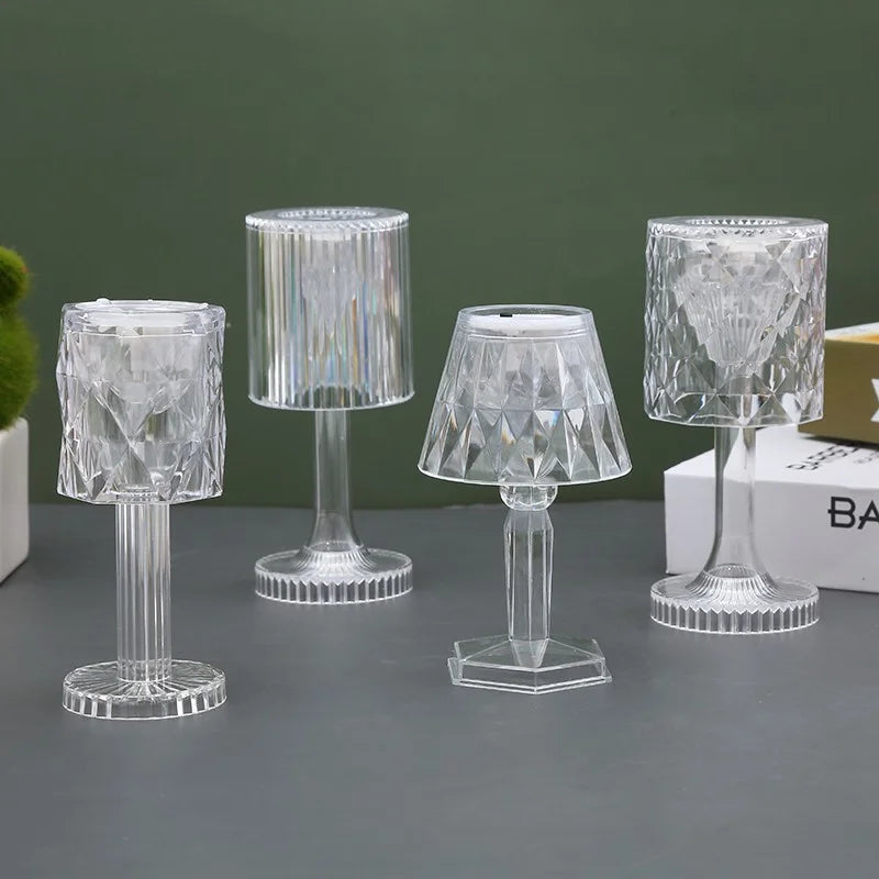 Mini Crystal Table Lamp | Color Changing Battery Night Light for Bedroom Decor detail view