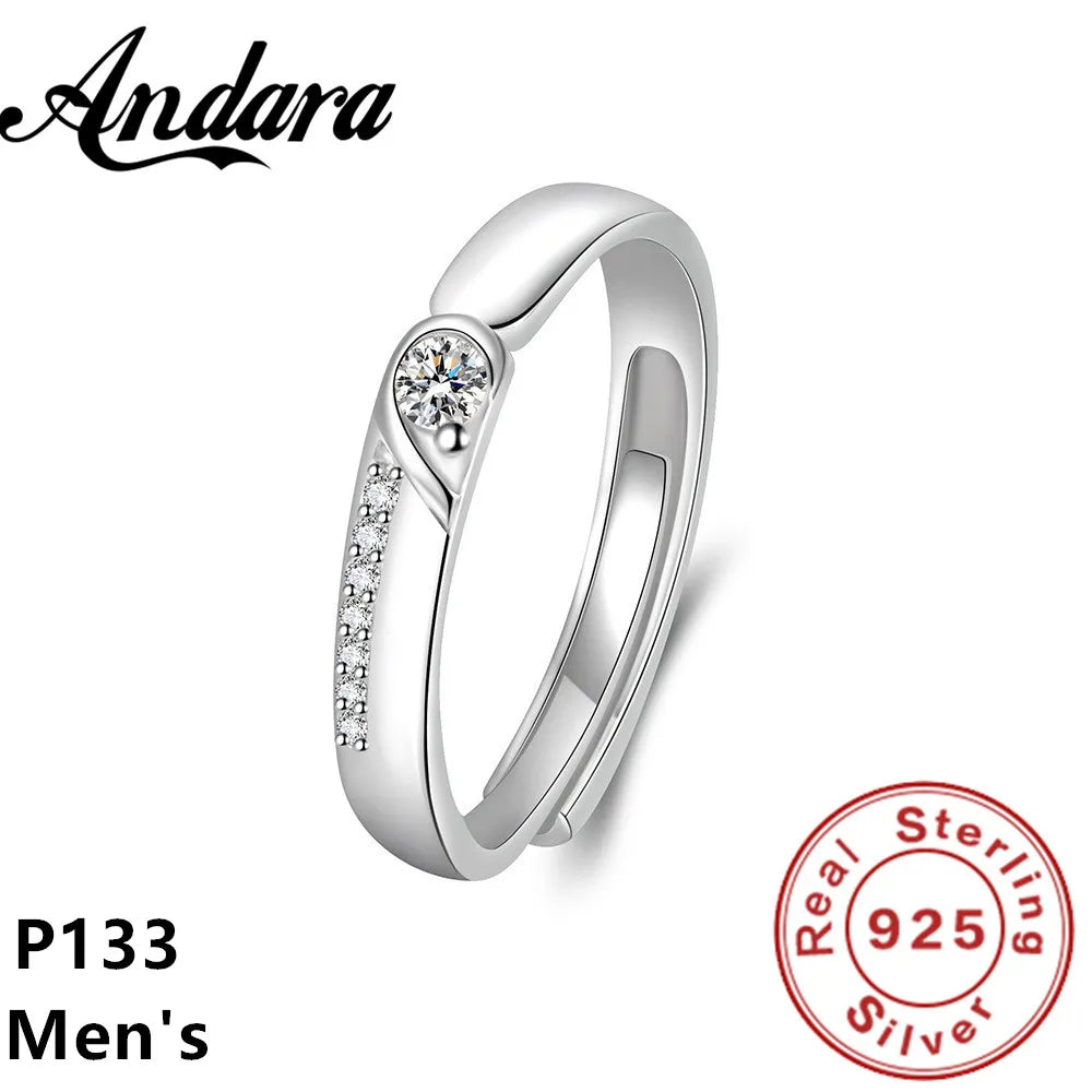Real 925 Sterling Silver Rings Open Design 925 Sterling Silver Aaa Zirconia Adjusta additional angle