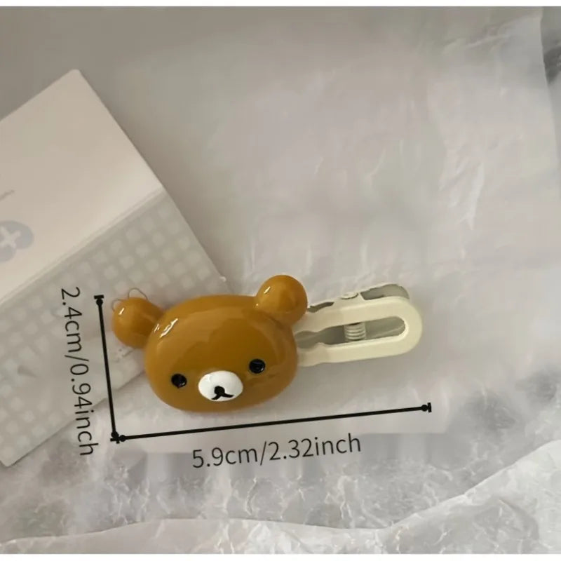 2pcs Cute Bear Hair Clips Plastic Hairpins with Duck Beak Design for Little Girls W additional angle