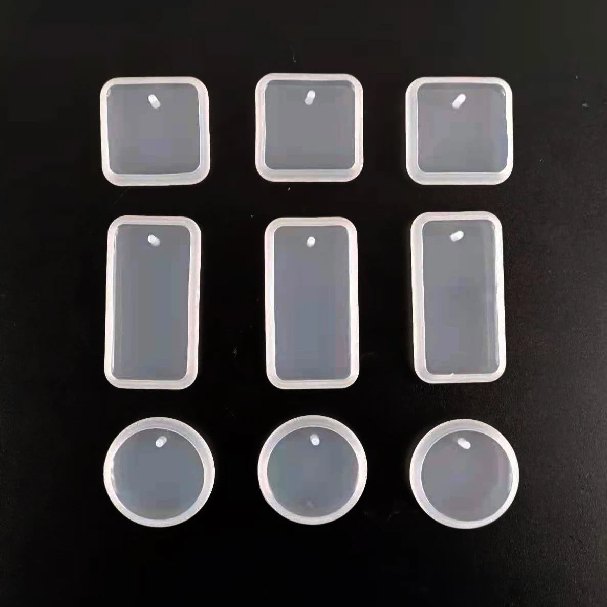 1/6/10pcs DIY Keychain Pendant Silicone Mold Set Crystal Epoxy Resin Mold Round Recta lifestyle view
