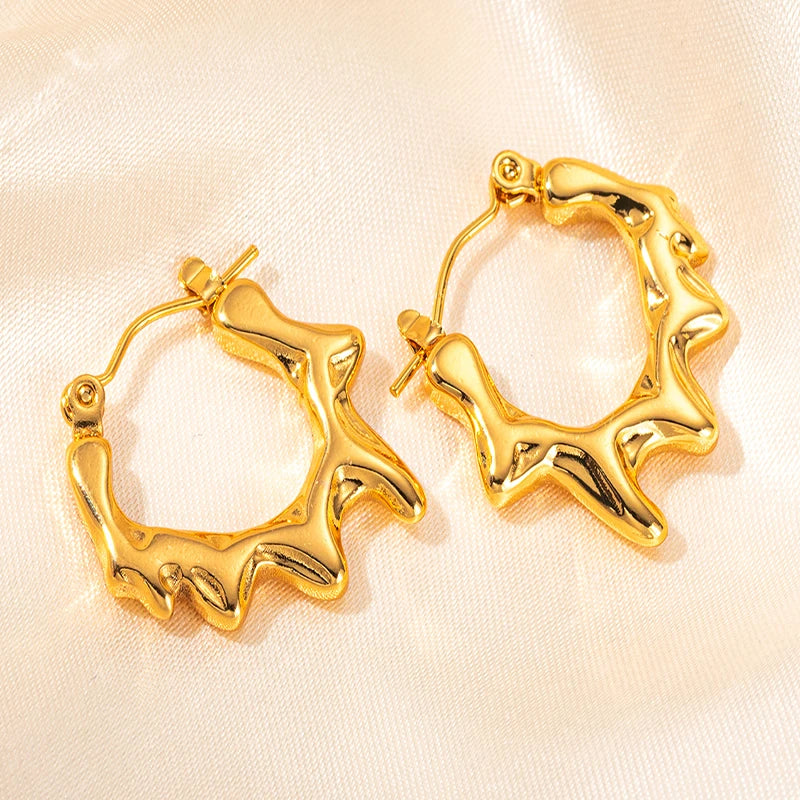 316L Stainless Steel Heart Hollow Irregular Earrings | Niche Drop Earrings for Wome additional angle