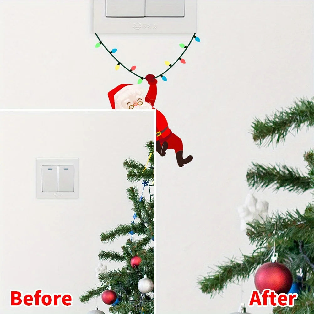 1-Pack Christmas Wall Switch Stickers | Santa Claus Cartoon Self-Adhesive Decals for Hol detail view