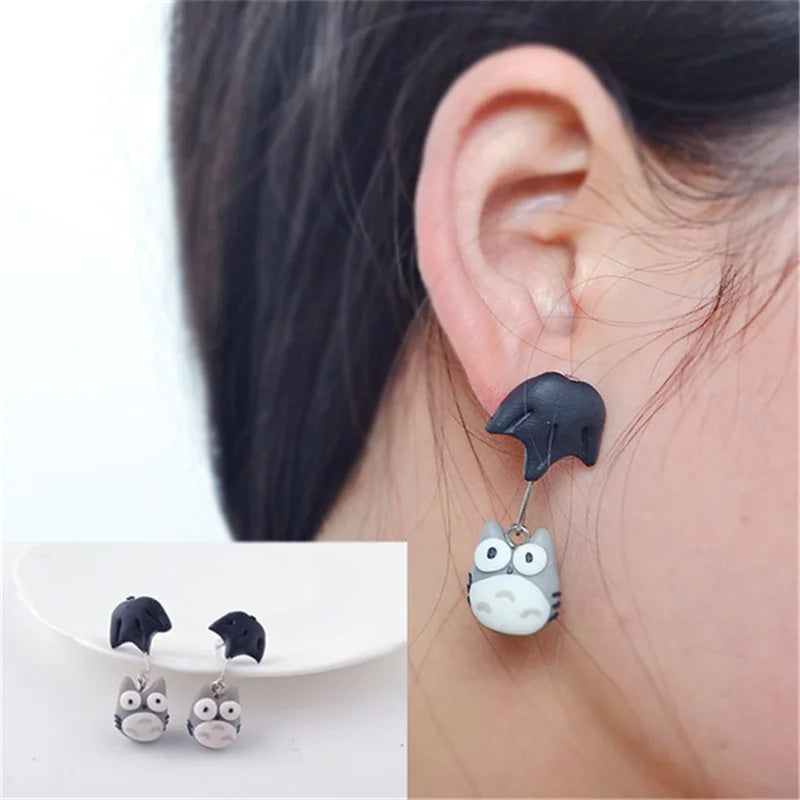 New Fashion Cute Animal Female Creative Handmade Earrings Polymer Clay Dinosaur Dog Ca close-up view