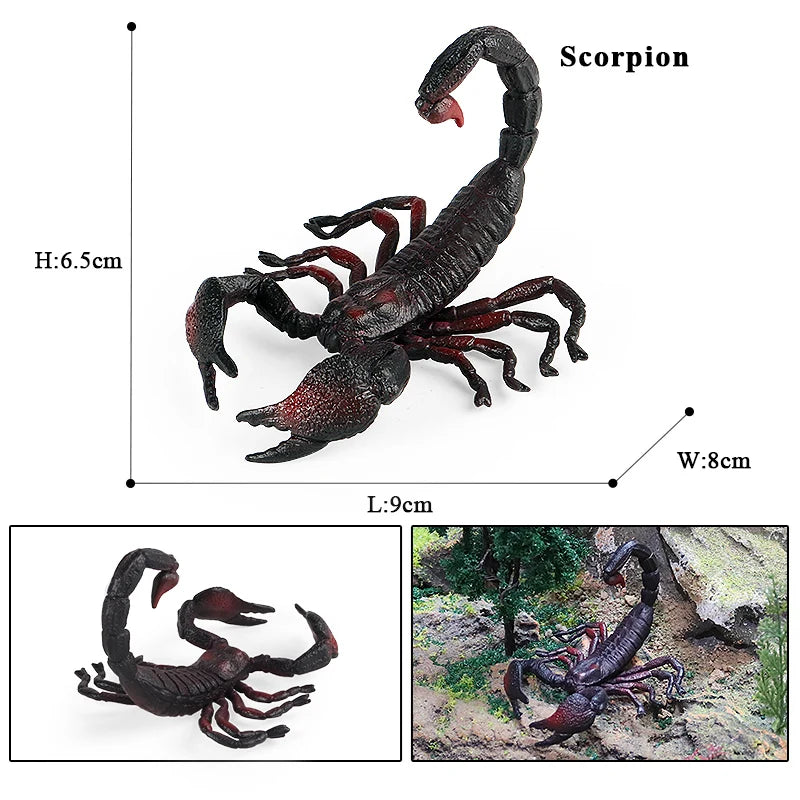 Oenux Insect Animals Model Spider Web Scorpion Bat Action Figures Figurine Miniature Cute Educational Kid Toy Halloween Gift