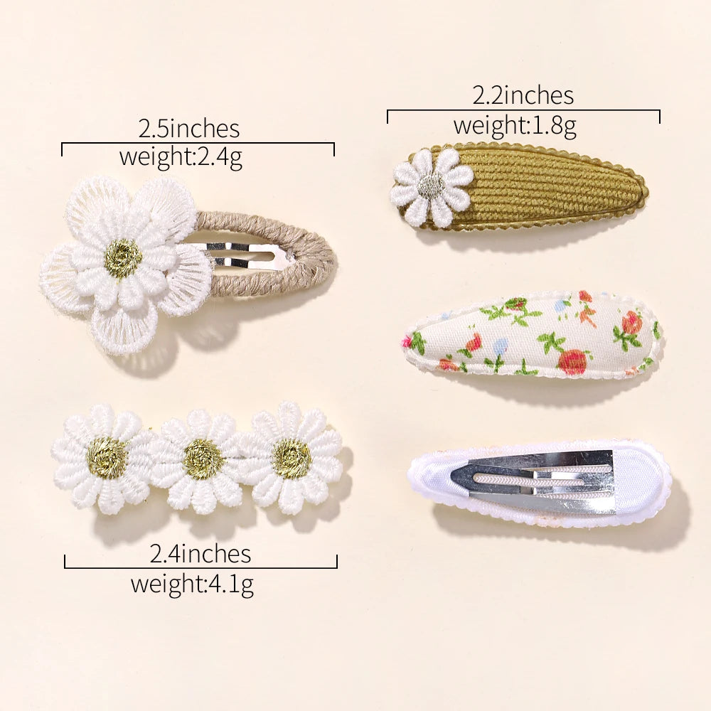 5Pcs BB Clips Set Toddler Baby Girls Hair Clips Children Barrettes Ins Sweet Daisy additional angle