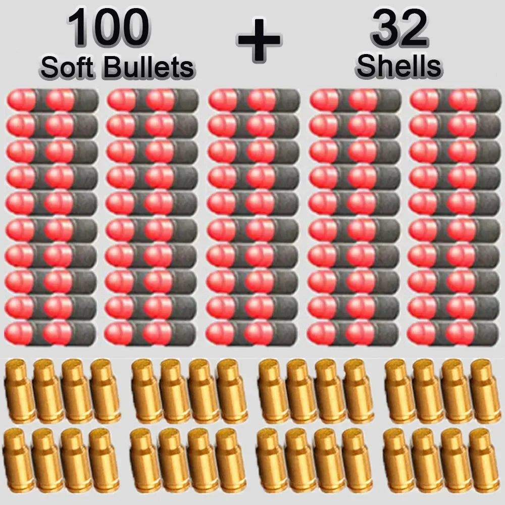 80 Shells and 100 Soft EVA Bullets for Toy Gun Glock Colt 1911 | Shooting Game Refill Ki detail view