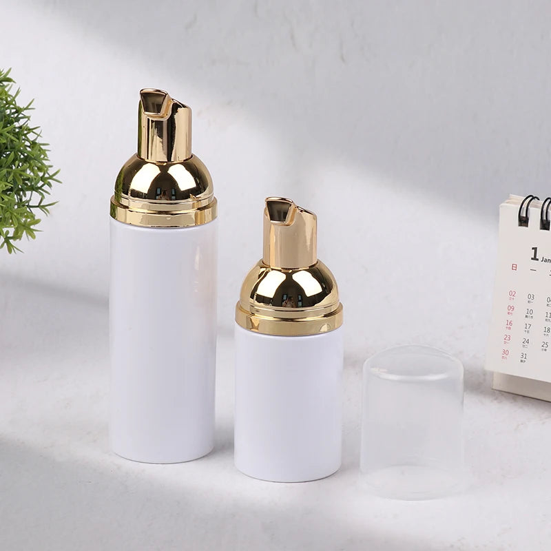 30/50/60ML White Gold Plastic Foamer Pump Bottle Refillable Empty Face Lashes Cleanse lifestyle view
