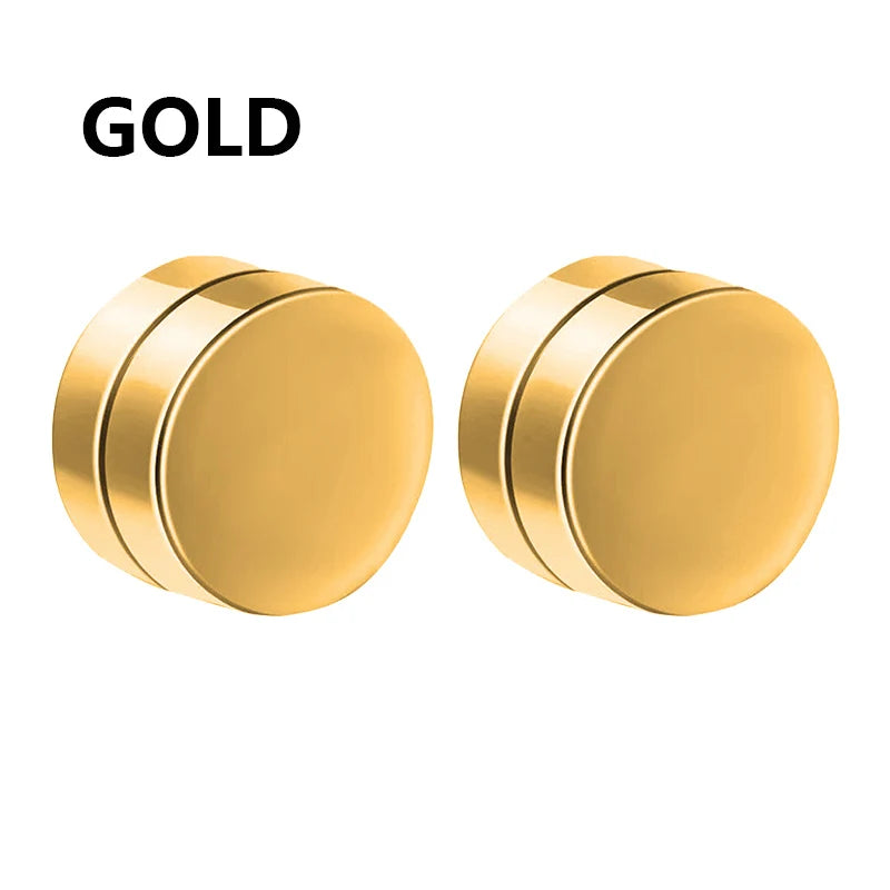 2pcs Punk Mens Strong Magnet Magnetic Cross Ear Stud Set Non Piercing Earrings Fake additional angle