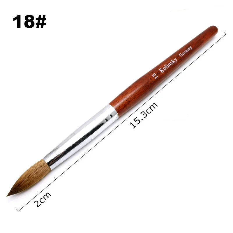 Kolinsky Acrylic Nail Art Brush Wood Handle Nail Art Mink Brush Gel Builder Nail Tools M detail view