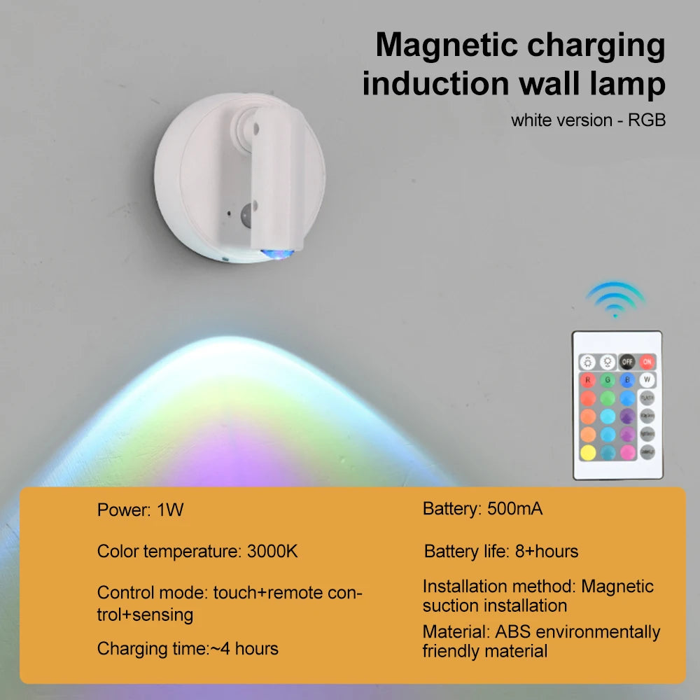 Magnetic USB Rechargeable LED Wall Light | Dimmable Touch Switch Reading Lamp additional angle