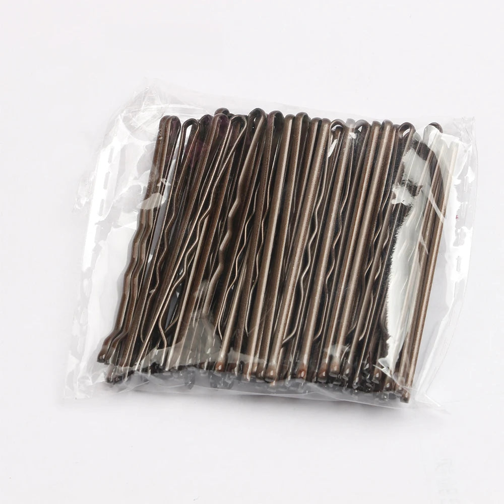 New 50 Pcs 4 Colors 5cm Hair Clip Lady Hairpins Curly Wavy Grips Hairstyle Hairpins Wo close-up view