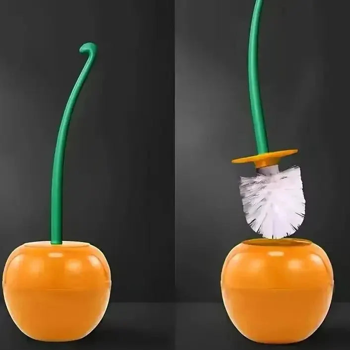 1pc Red Toilet Brush Creative Lovely Cherry Shape Lavatory Toilet Brush Holder Set To alternate view