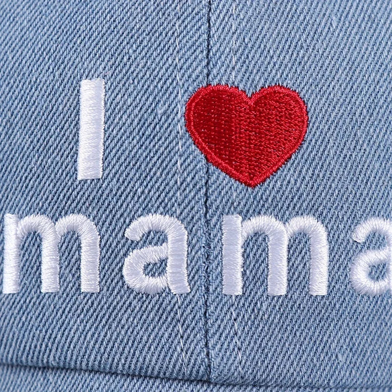Baby Denim Baseball Cap with I Love Mama Lettering | Summer Hat for Boys and Girls alternate view