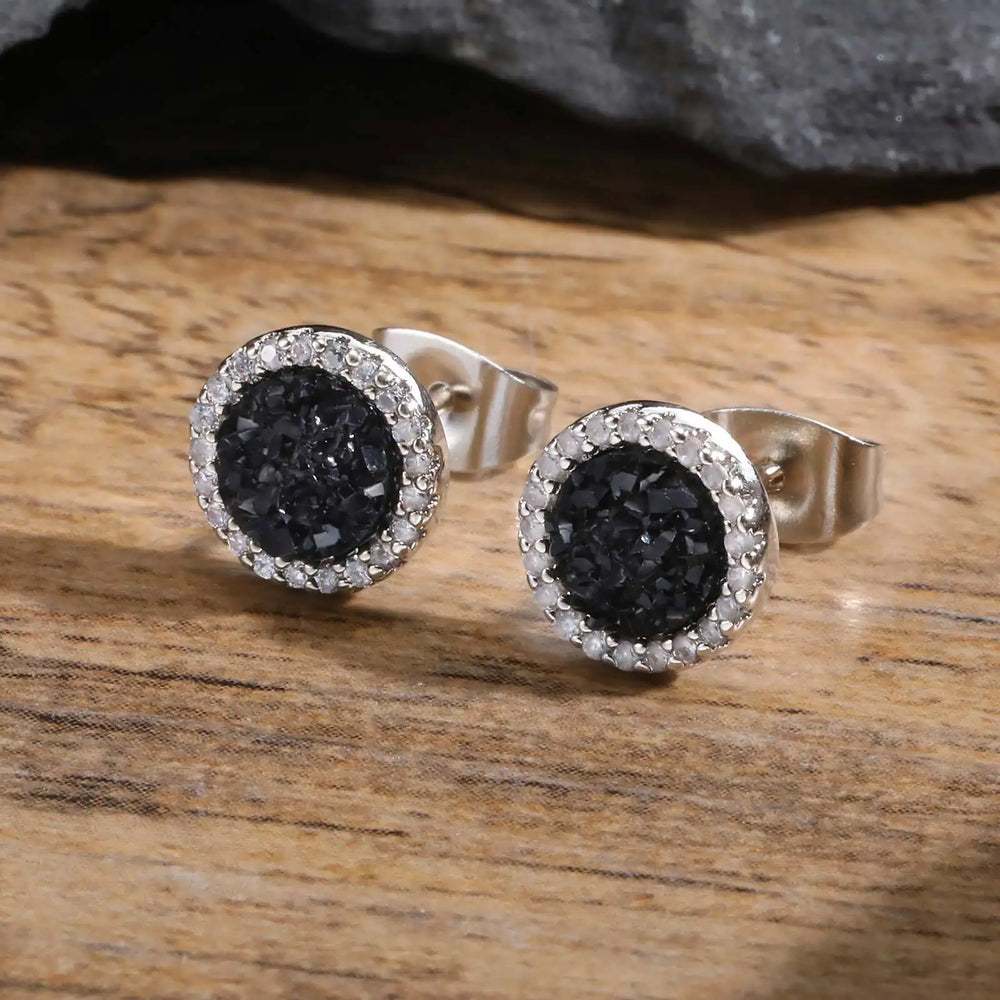 Shattered Zircon Stud Earrings for Men Boys | Hypoallergenic Round Minimalist Jewelry lifestyle view