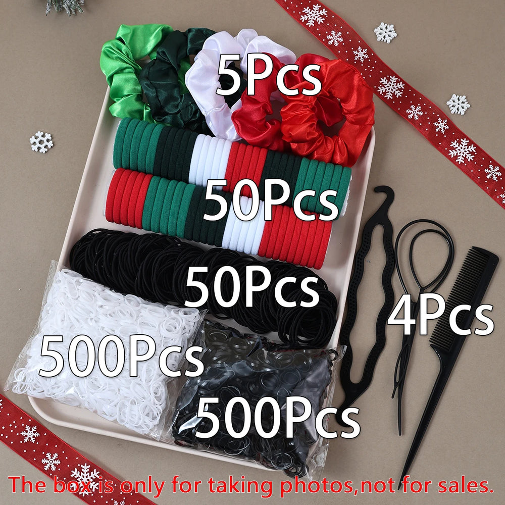Women Dark Hair Set Elastic Seamless Ponytail Scrunchies Small Rubber Bands Hair Ti additional angle