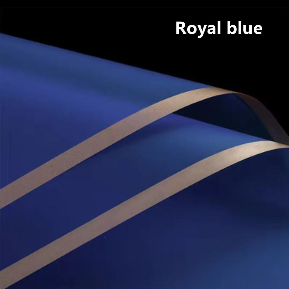 Golden Border Rose Wrapping Paper 5 Pack | Half Transparent Korean Style Gift Packing close-up view