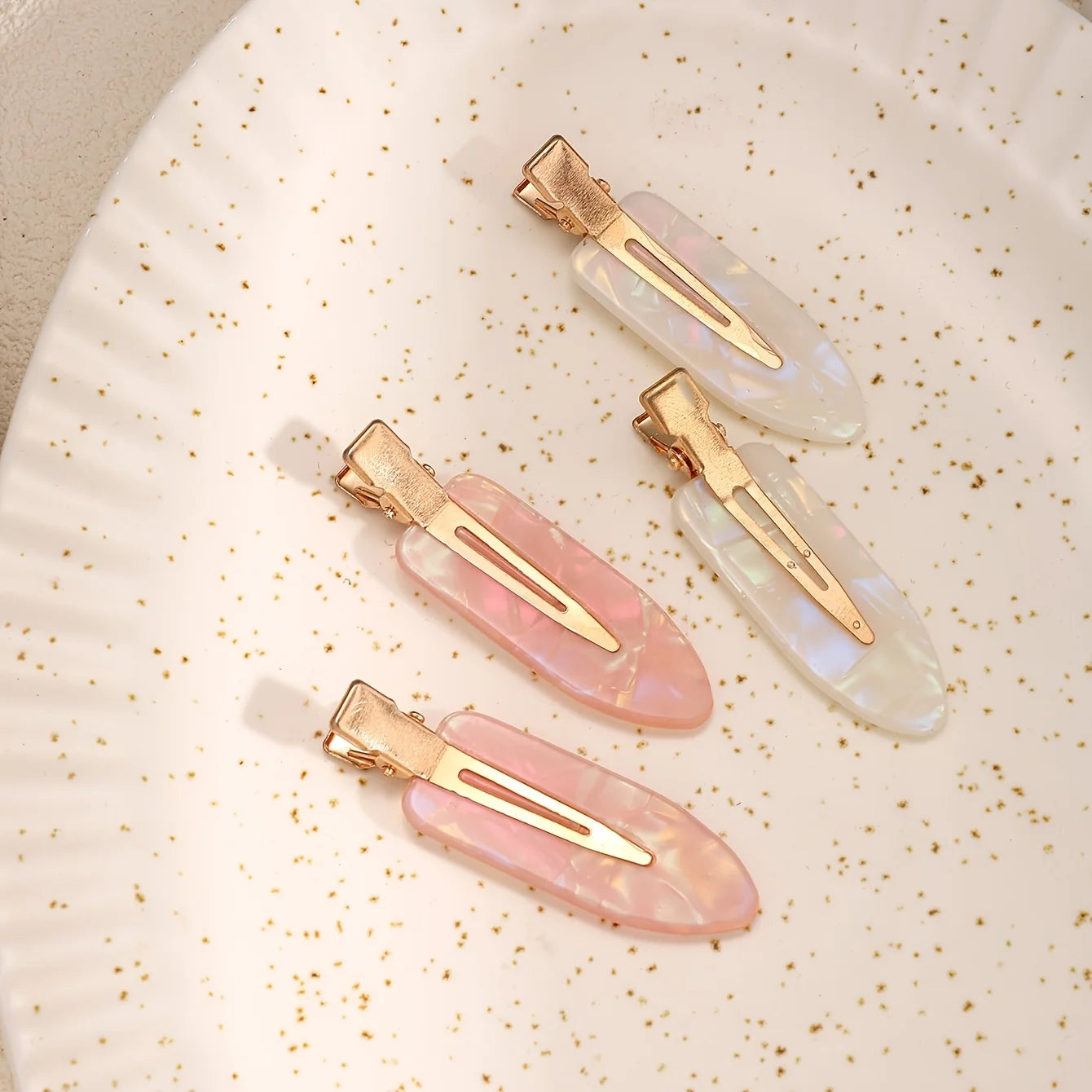 2/4pcs Elegant Mermaid Pink and White Seamless Adhesive Hair Clips for Women's Bangs and Makeup, Hair Accessoires, Hair Clip