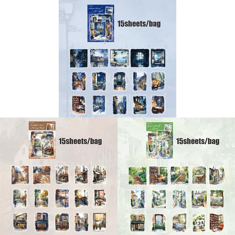 45sheets/bag PET waterproof large size landscaping stickers bag handbook material deco close-up view