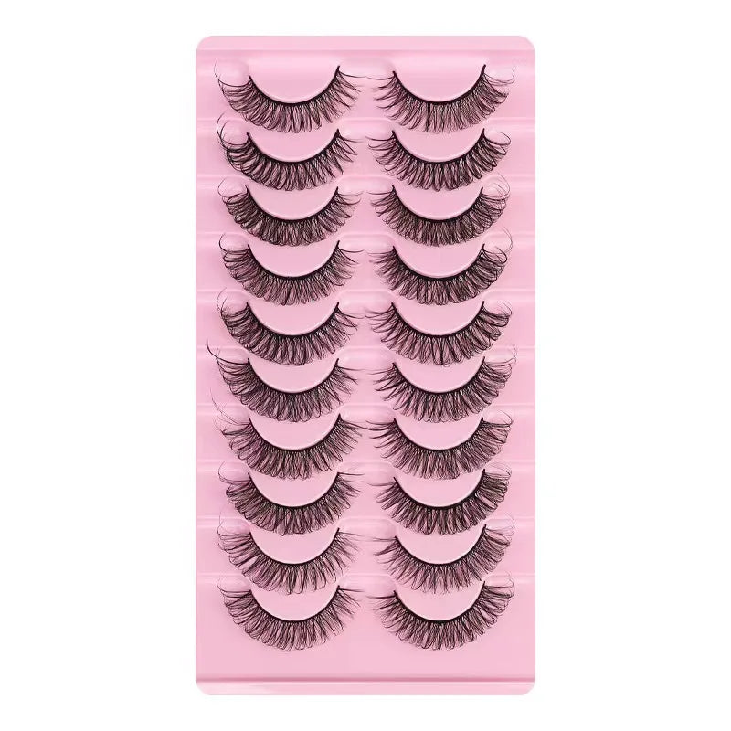 Simple Application Dramatic Russian 3D Mink Strip Lashes 10 Pairs Fake Eyelashes Fo additional angle
