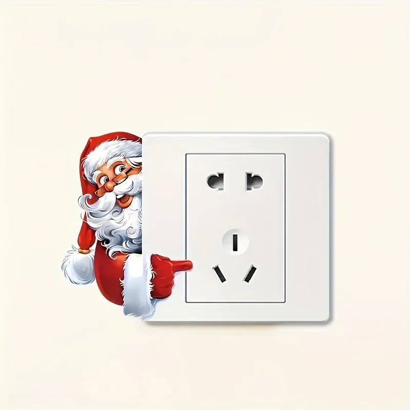 Santa Claus and Snowman Christmas Switch Sticker | Festive Self-Adhesive Wall Decal detail view